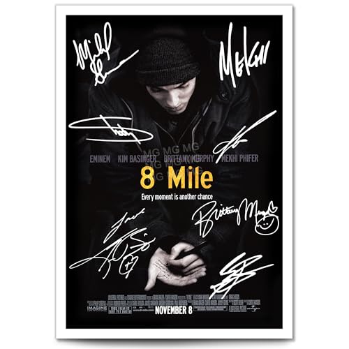 Mounted Gifts 8 Mile Cast Signed A4 Poster Photo Print Framed Autograph Gift Movie Film Eminem (A3 Poster Only)