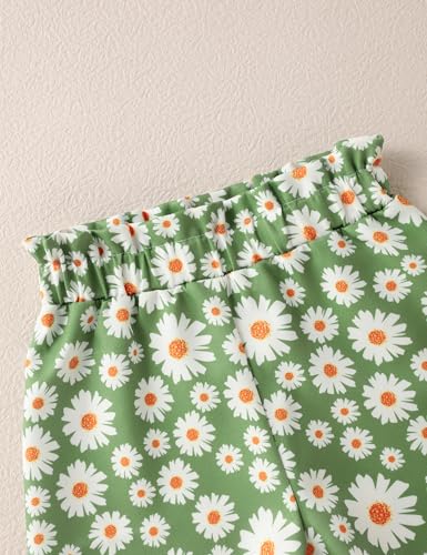 Image of Hipea Toddler Girl Outfits Floral Tops Sleeveless Tank Tops Shorts Headband Summer Clothes Set