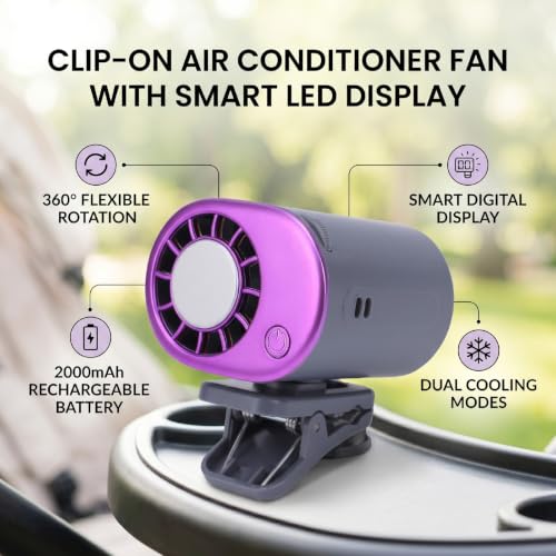 Ventilador de aire acondicionado portátil para coche y exteriores con rotación total 3