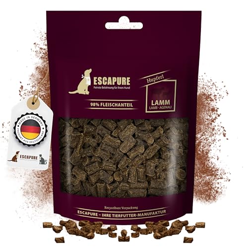 ESCAPURE Hupferl - Hunde Leckerli aus Lammfleisch in Premium Qualität - 98% Muskelfleisch - Protein Trainingssnacks ohne künstliche Zusatzstoffe & Getreide (150g)