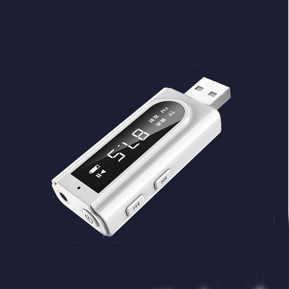 YONGYAO Bluetooth 5.0 Audio sans Fil récepteur émetteur Adaptateur Blanc Lecteur MP3 AUX FM Double Sortie TF USB 3,5 mm Jack pour TV PC Voiture Kit