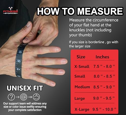FITNESS FORCE Workout Gloves for Men & Women Partial Weight Lifting Non-Slip Gym Gloves, Lifting Grip for Calluses Guard Fingerless Exercise Gloves with Full Palm Protection - Image 5