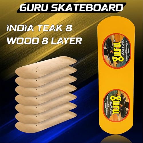 Image of GURU Skateboard, Wooden Non-Slip Skateboard for Kids, Adult, Casterboard /Skate Board /Hoverboard /Longboard for Beginners, Learners, Training Purpose for All Age Group