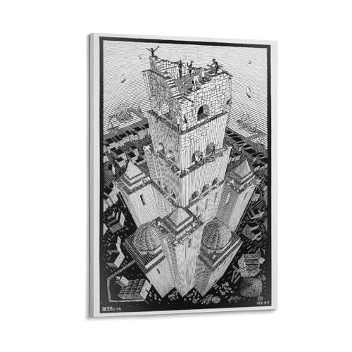 La Tour de Babel M. C. Escher impression sur toile décoration murale 60x90cm