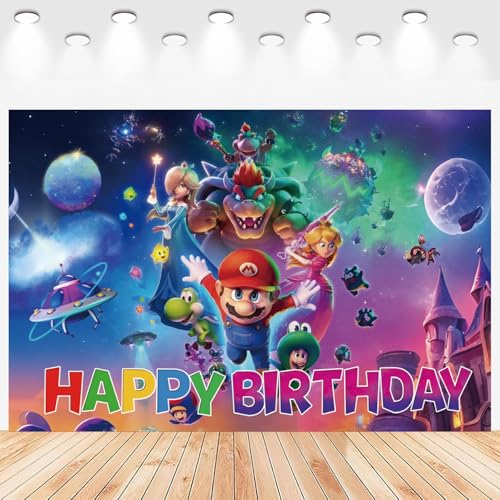 Fondo temático para fiesta de cumpleaños de Mario 5x3.3 pies miniatura 1