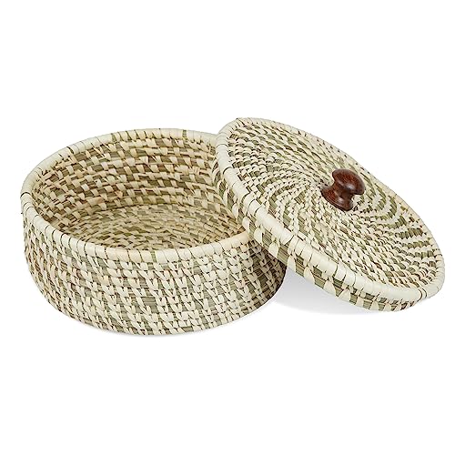 Image of Handmade Sabai Grass Box For Roti /chapati /paratha /dry Fruits|Kitchen Decor Cum Utility, Round, Beige