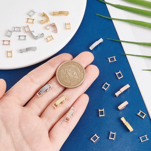 Ph Pandahall OU-FIND-AR0005-02-US2 12Pcs 18K Gold Plated Bracelet Extender, 3 Colors Necklace Extender Foldover Extension Jewelry Clasps Fold Over Clasps Bracelets Clasps And Closures thumb #2