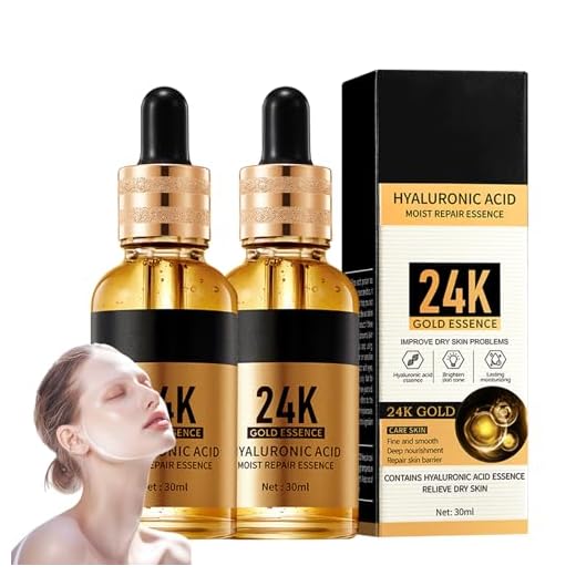 24k Gold Hyaluronsäure Serum, 2 Stück, Anti-Aging Gesichtsserum Mit Gold Und Hyaluronsäure Für Maximale Feuchtigkeit, Reduziert Falten Und Fältchen, Straffende Pflege Für Einen Jugendlichen Teint