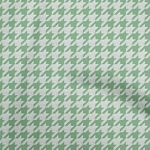 oneOone Cotton Cambric Sea Green Fabric Houndstooth Sewing Fabric By The Yard Printed DIY Clothing Sewing Supplies 42 Inch Wide-8593