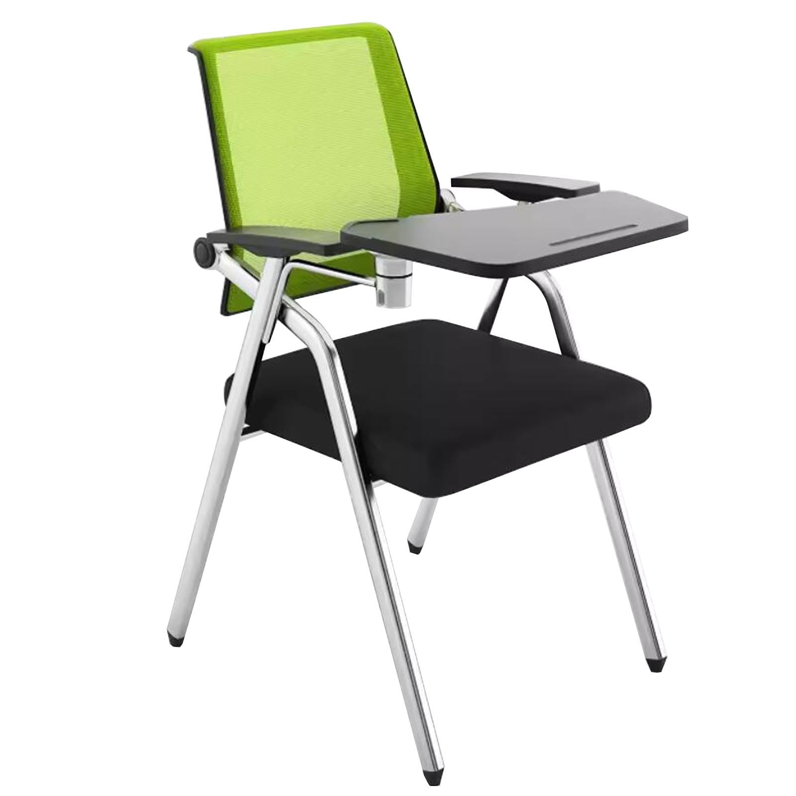 Asiento portátil para sala de entrenamiento con tablero de escritura multiusos y diseño plegable, asiento compacto para eventos y silla de entrenamiento ergonómica en color verde