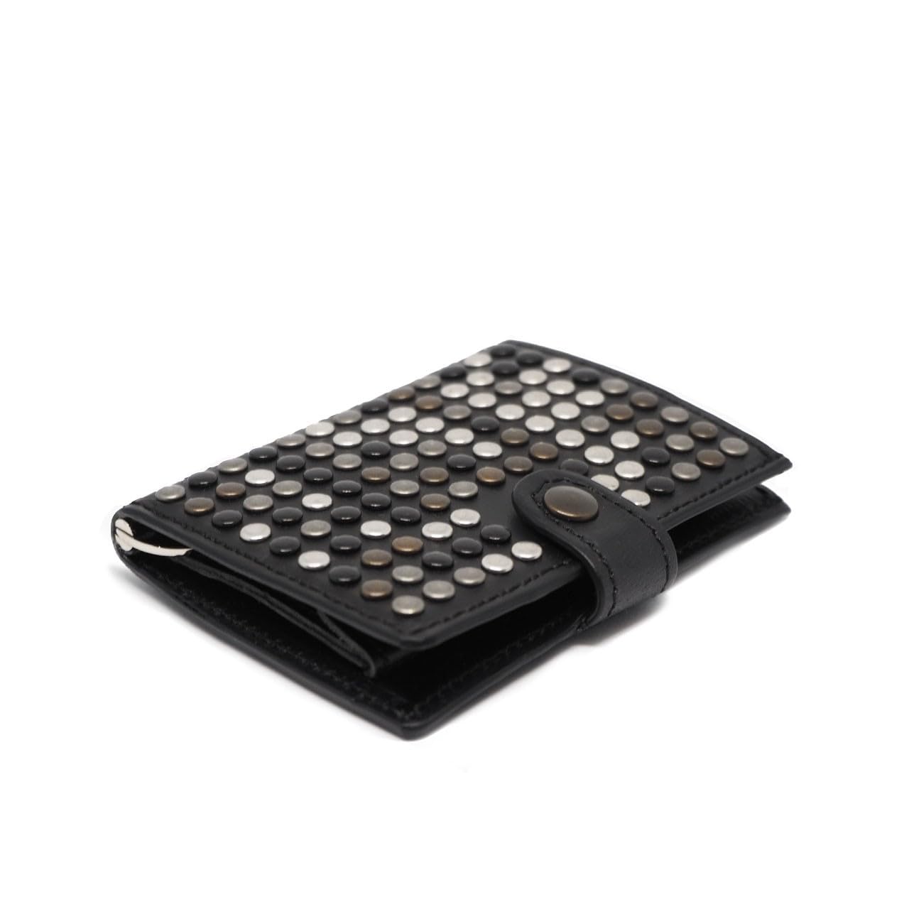 Kjore Project Black iClutch Studded + Coins - Portafoglio Uomo in Pelle Nera con Borchie e Porta Monete - Pochette Slim Minimalista Fatta a Mano - Design Rock e Qualità Made in Italy - Nero (Black)