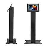 CTA Digital Locking Kiosk & Enclosure – Premium Locking Floor Stand Kiosk with Universal Security Enclosure - Storage and Cable Management for Retail POS - Ordering Screens & More Black (PAD-PARAFPE)