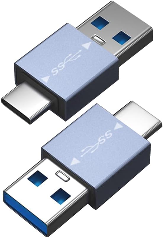 2 PCS Type-C to USB3.1 Adapter,Type-c Male to USB-A Male Converter，Support OTG Function, Suitable for Laptop phablet Phone Connected to U Disk Keyboard (Type-C Male to USB3.0 Male)