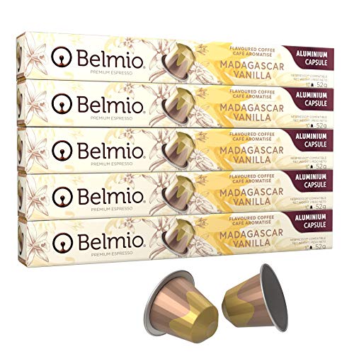 Amazon.com: Belmio Madagascar Cápsulas de café de aluminio con sabor a  vainilla, intensidad 6, 50 (5 x 10) cápsulas, cápsulas de café compatibles  con Nespresso, café premium : Comida Gourmet y Alimentos