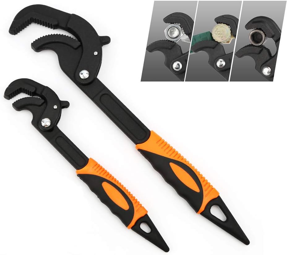 KUOTIAN Multi-function Magic Wrench Universal Adjustable Wrenches 1045 Steel, Pipe Wrench Set 10.5 and 15-Inch,2-Piece