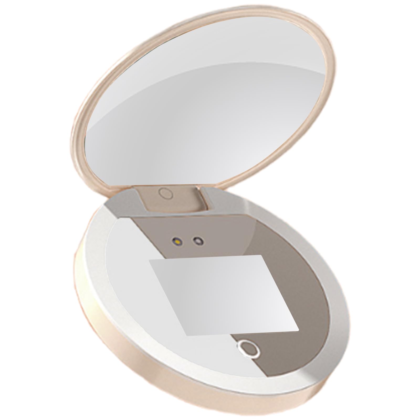 Mirrour - Cámara recargable para protección solar, 2 aumentos, espejo de maquillaje compacto para mujer, bolsillo de doble cara para protección de la piel