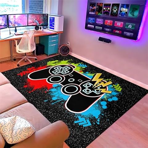 BATATADOCE Gamer Rug - Gamer Rug for Boys Room Video Game Rugs for Boys Room Gaming Rugs for Gaming Room Gaming Decor for Boys Room Kids Bedroom Rug Gamer Area Rug Perfect for Gaming Room,2'5''×4' Cover