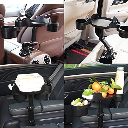JSCARLIFE Car Cup Holder Expander with Tray, MultiFunctional Cup