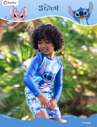 Image of Disney Marvel Spiderman Swimsuit Rash Guard Shirt & Swim Trunks Stitch Boys Swim Set UPF 50+ Summer Kids Bathing Suit 3M-13T