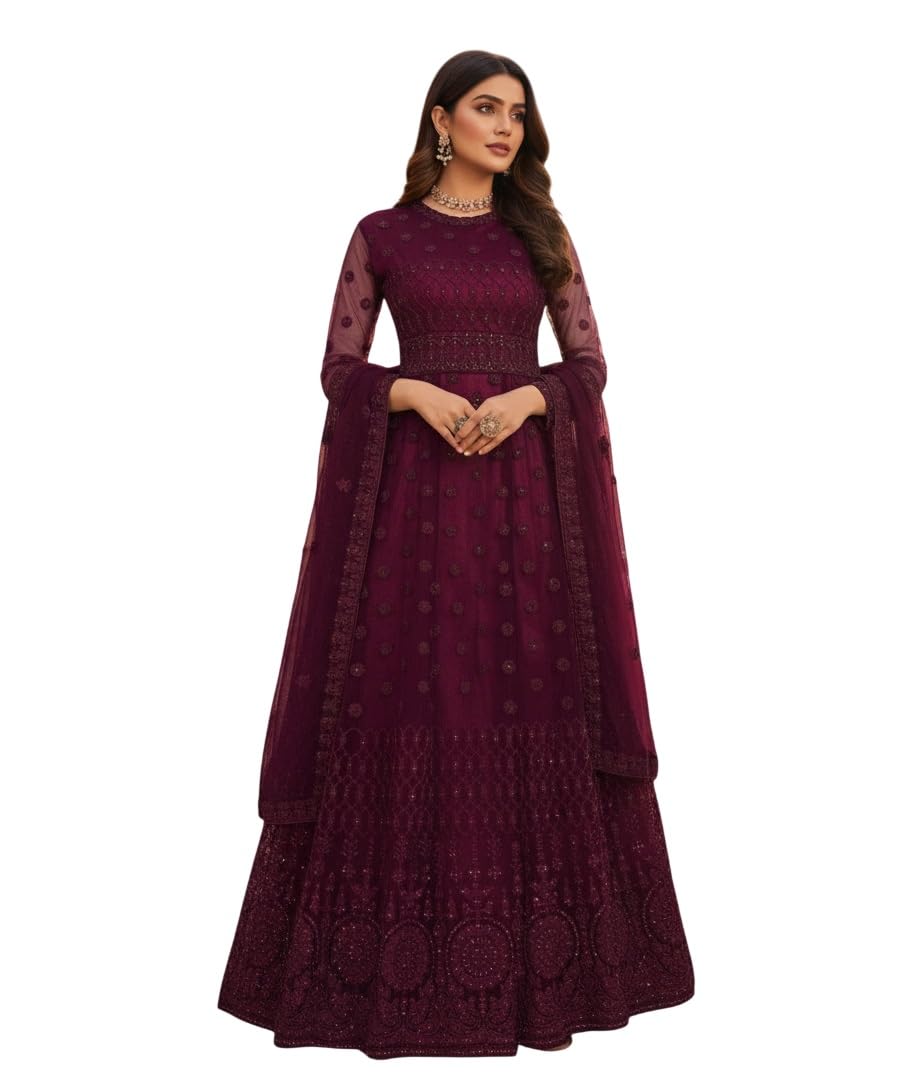 Aika Creation Women's Net Embroidered Semi-Stitched Gown Jivika Gown-GEM2-picture-51