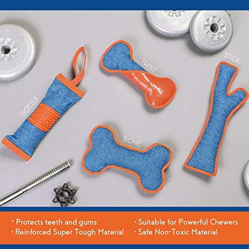 Jouets à mâcher Pawtex contre l'ennui du chien - Pack de 4 durable