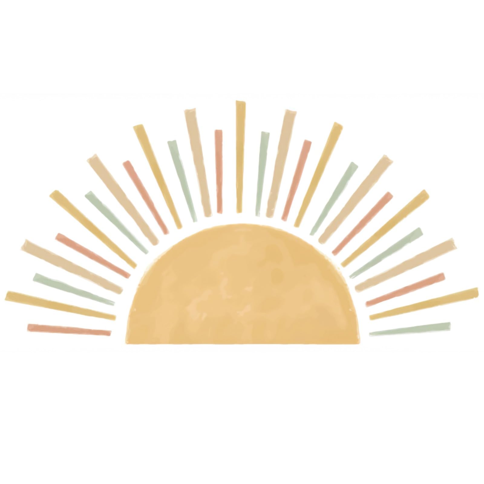 Packool Multicolor Watercolor Bohemian Sun Wall Decals, Peel And Stick Sunrise Wall Stickers, Pvc Sunshine Wall Art For Little Ones Room, Nursery, Bedroom, Playroom Decoration, 108 X 55 Cm (42.5 X 21.7 In)