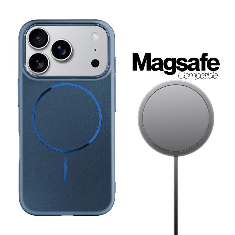 Image of AIBEX Ultra-Thin Mag-Saf Back Cover Case Compatible with iPhone 17 Pro Max| Slim Fit Scratch-Resistant Matte |Magnetic Wireless Charging |Microfibre Lining |Camera Protection (PC Material) - Dark Blue