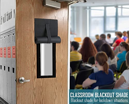 Image of ALP Lockdown Shades for Classroom Window & Door Coverings for School Safety in Traditional Fabric. Patented Blackout Design for Lockdowns. Custom & Standard Sizes. Made in USA (Polyester, 8 inch x 36 inch)