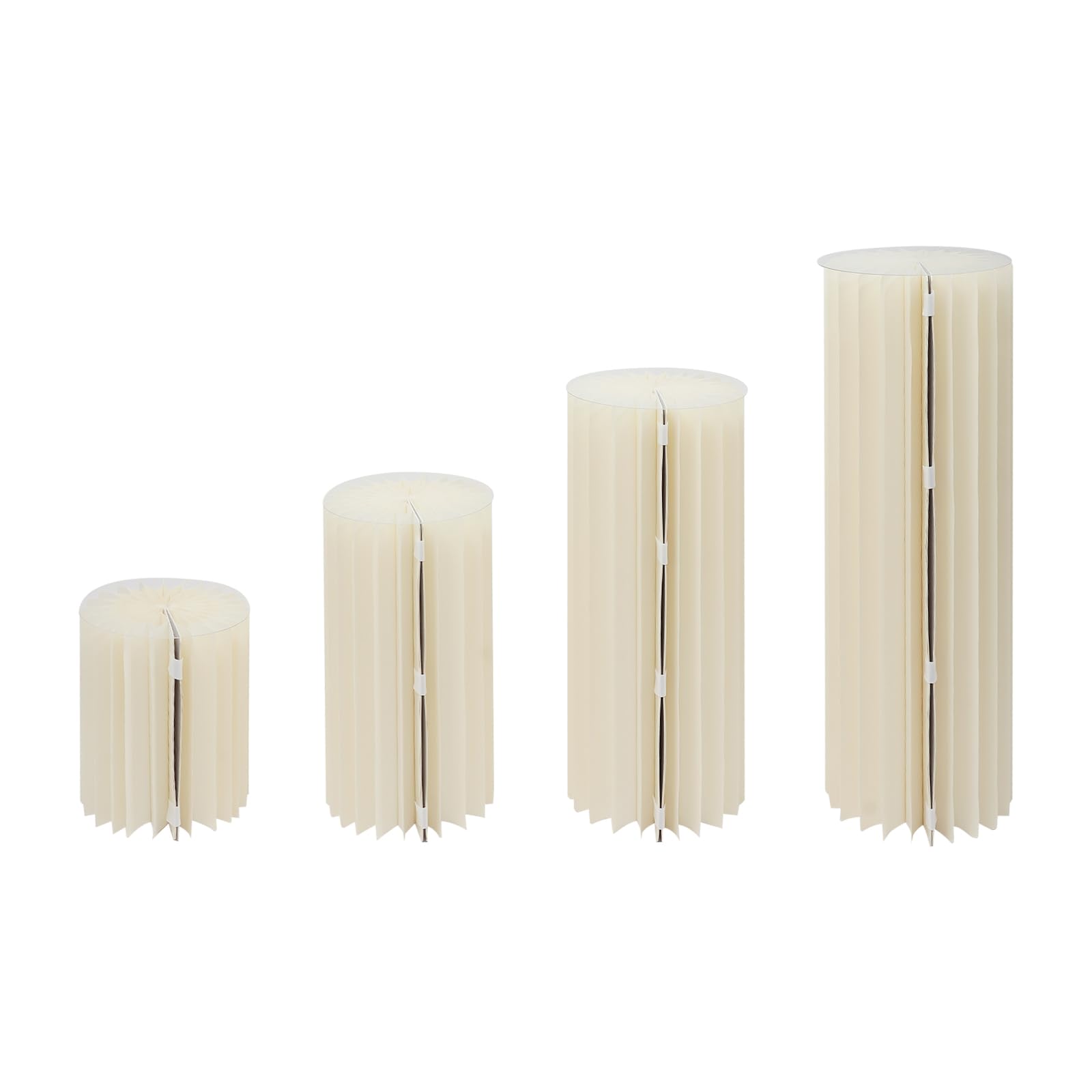 4er Set Blumenständer Faltbare Papier-Blumensäulen, Runde Karton Pflanzenständer Hintergrund Deko Hochzeitsvase mit Klare PVC-Platten, für Hochzeit Geburtstag Party, Weiß, 40/60/80/100cm