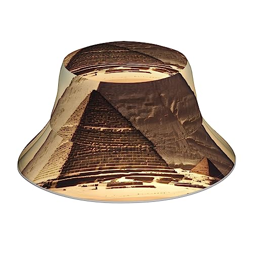 Chapeau bob réfléchissant HYTTER unisexe noir imprimé Pyramides de Khufu pour le plein air
