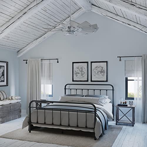 Image of Progress Lighting Springer Collection DC Motor Farmhouse Windmill Ceiling Fan, Antique Nickel, 12-Blade (52 inch W x 17-3 /8 inch H) P250065-081