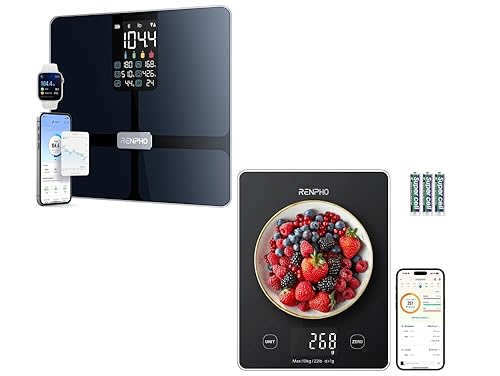 RENPHO Báscula de alimentos inteligente y báscula inteligente RENPHO con IMC, grasa corporal, masa muscular