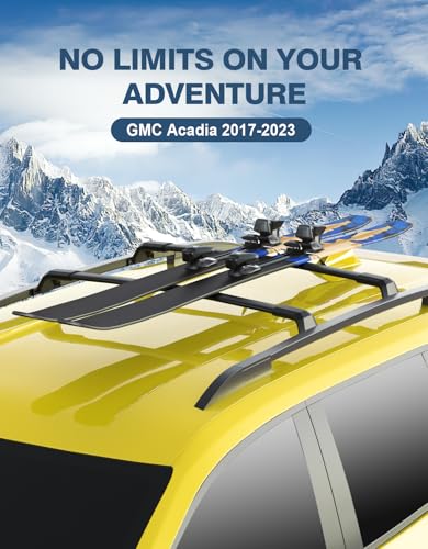 Image of Roof Rack Cross Bars 300lbs Compatible with GMC Acadia 2017 2018 2019 2020 2021 2022 2023(with Raised Rails), All-Metal Aluminum Heavy Duty Crossbar Luggage Racks Roof Rails Rooftop