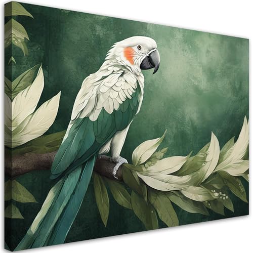 Feeby - Impression sur Toile - Intissé Tableau Decoration Murale - Perroquet Oiseau Animaux -...