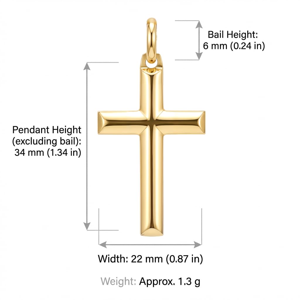 Alexander Castle Solide 9ct 375 Gold Kreuz Halskette Anhänger für Frauen & Männer - 34mm x 22mm - Kreuz Charme mit Schmuck Geschenk-Box - NUR ANHÄNGERSCHMUCK