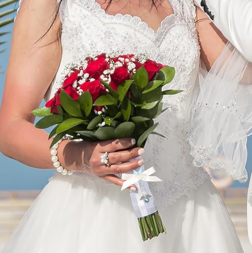Image of Something Blue Gift for Bride, Something Blue Bridal Bouquet Charm Guardian Angel Garter Charm for Bride on Wedding Day Bridal Shower Gifts for Daughter Wedding Bridal Party Decors