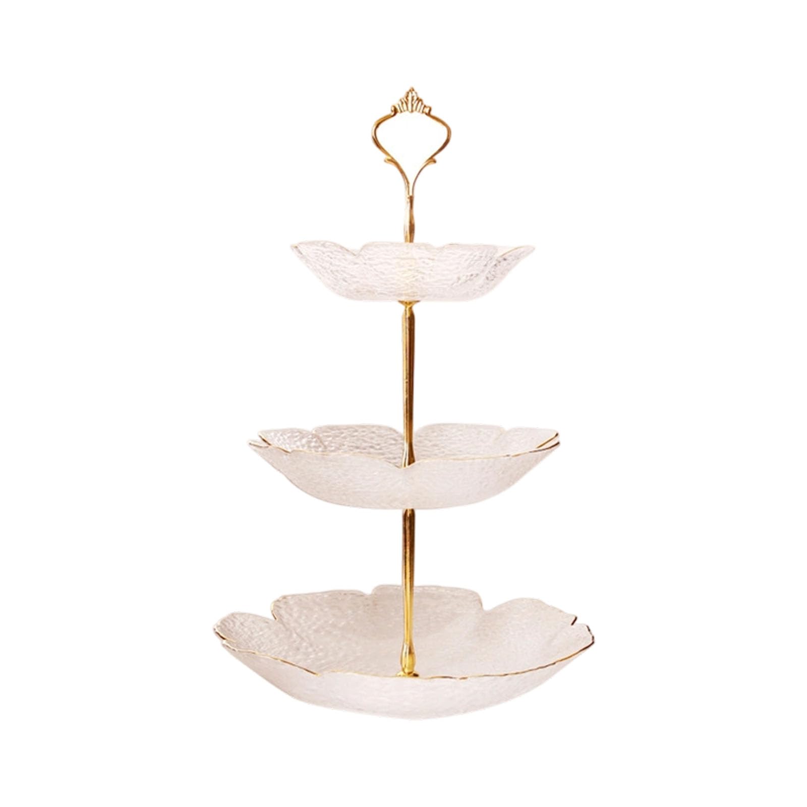 Nucelit Modern Gold Trim Glass Serving Tray for Fruits Desserts Snacks 3 Design Glass Dessert Bowls Set