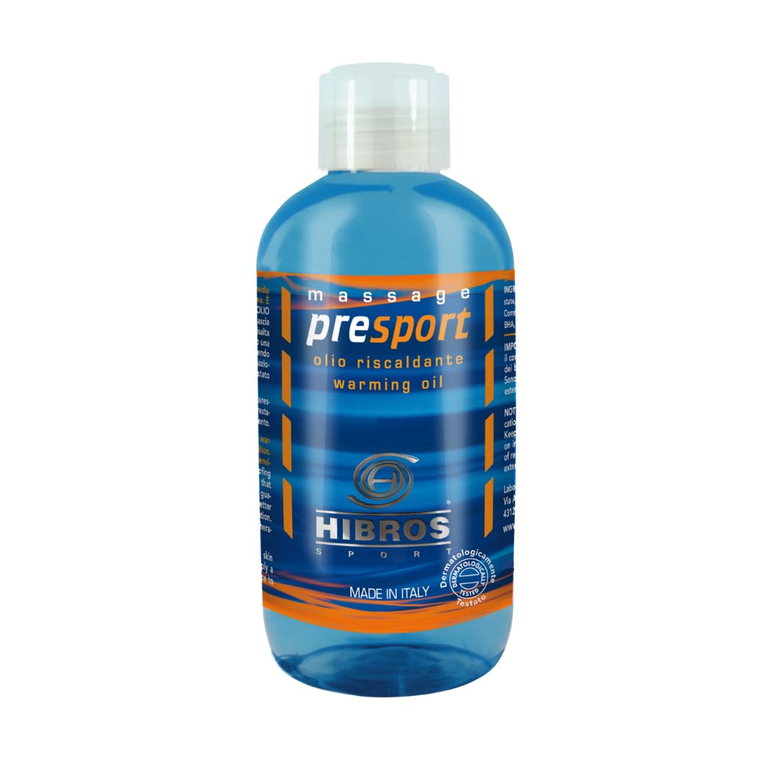 Hibros Olio Attivante Pre Sport Presport Ciclismo - Stagione Mite Fredda - Riscaldante Medio - Massaggio Assorbimento Rapido Made in Italy Olio