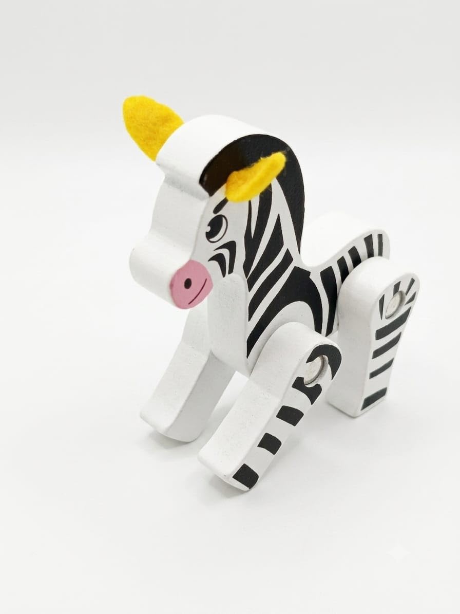 K.TEAM BLUEDRIZZLE Zebra Wooden Toys Animal Safari Jungle Stacking