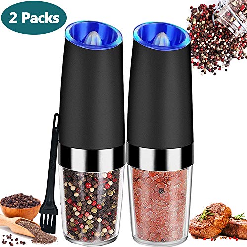 [All New 2020] TuoFang 2 Pack Gravity Electric Salt and Pepper Grinder, Automatic