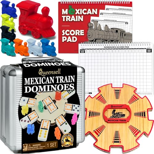 Dominoes Double 12 con Hub, Marcador y Trenes Metálicos miniatura 1
