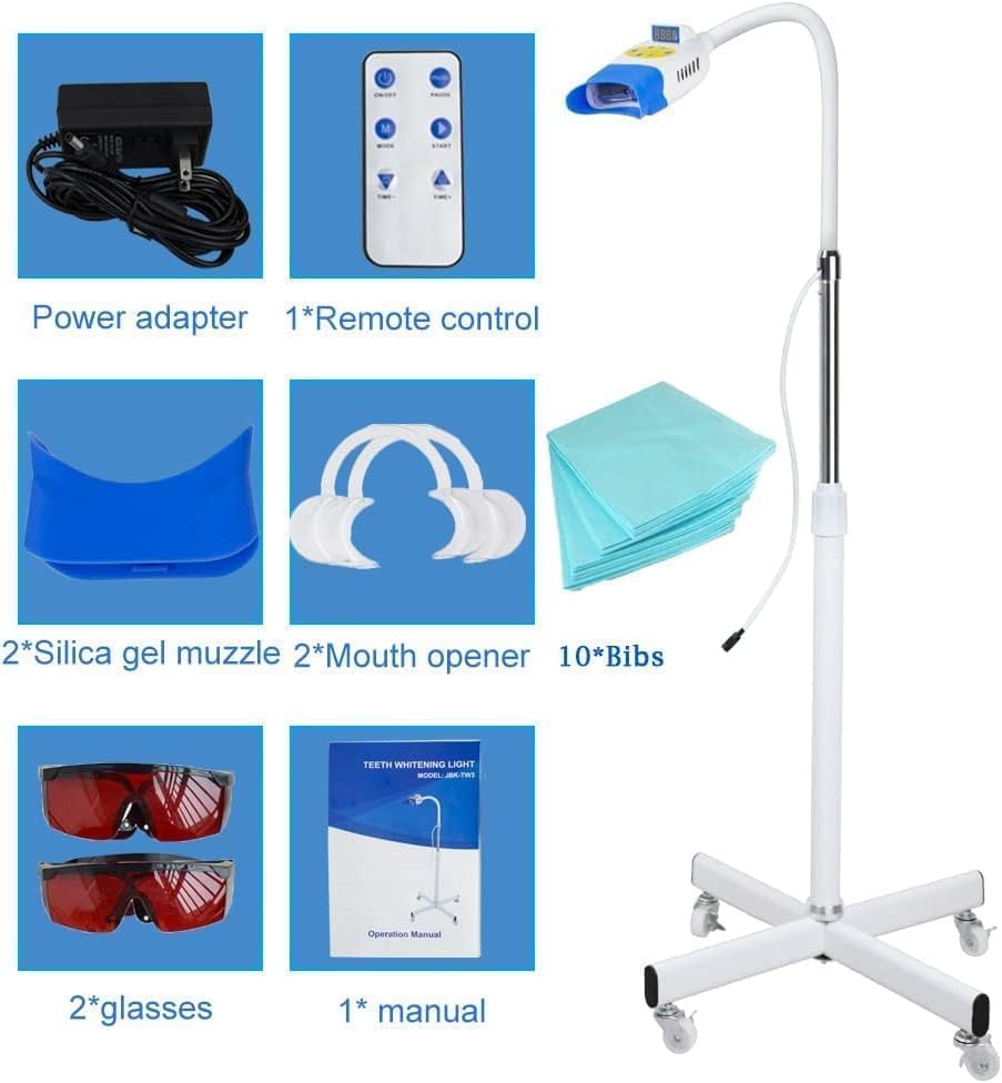 Image of 3 Mode Mobile Teeth Whitening Lamp 10 LED Blue /Red /Purple Cold Light Lamp Bleaching Accelerator System Professional Dental Teeth Whitener Oral Care LED Teeth Whitening Machine Floor Standing Type
