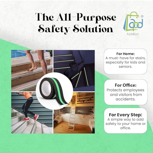 Image of Anti Slip Tape for Stairs & Bathroom | Heavy Duty Non Skid Grip Tape | Waterproof Safety Tape for Floor, Tiles, Ladder & Outdoor Use | Strong Adhesive Stair Safety Tape (5cm x 5m)