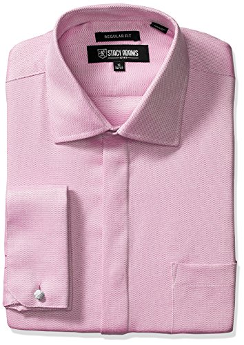 STACY ADAMS Men's Textured Solid Dress Shirt, Purple, 17.5