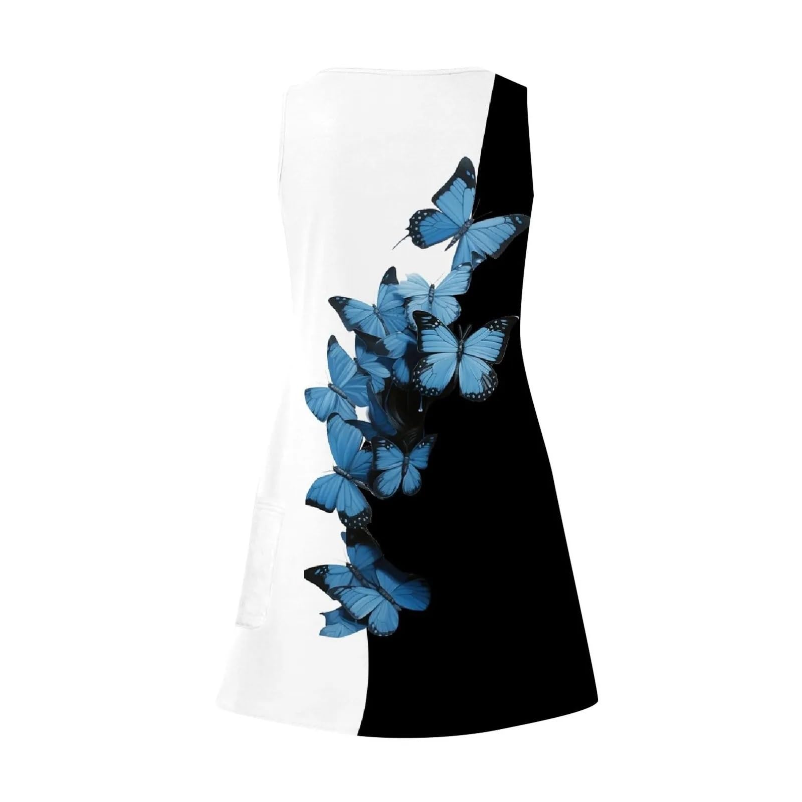 Vestido de Playa sin Mangas, Suelto, Informal, Verano, for Mujer, con Escote en V, Bolsillos para Mujer