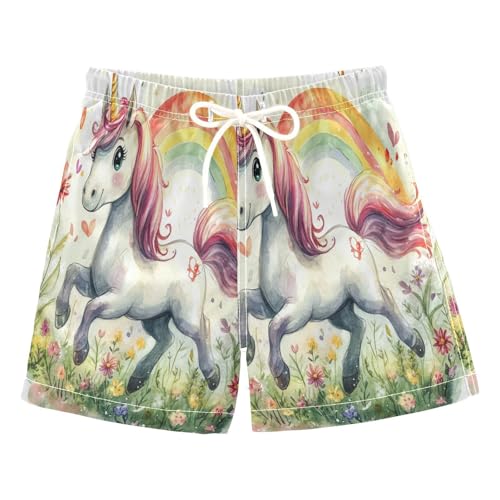 Boccsty Cute Unicorn Running Boys Swim Trunks Baby Kids Swimwear Summer Toddler Beach Board Shorts 2T