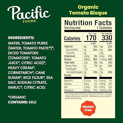 Pacific Foods Organic Tomato Bisque Soup, 16.3 oz Can (12 Pack)