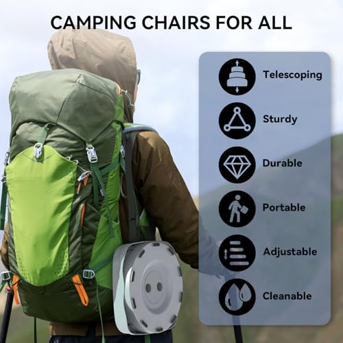 Image of 2026 Upgraded Collapsible Stool, Portable Folding Stool, Telescoping Camping Stool with Max Load Capacity 485lbs, Square Retractable Stool for Camping Gardening Fishing Hiking BBQ [Cyan]