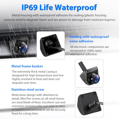 Image of 【Metal Body】 180 Ultra-Wide Angle Backup Camera, AHD 1080P /720P | Super Night Vision, IP67 Waterproof, 360+45 Rotatable, Parking Assist, Universal for Cars Trucks SUV (Matte Black)