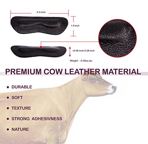 Premium Leather Heel Pads Grips Liners Inserts for Shoes Too Big,Unisex Prevent blisters,Shoe Filler Improved Shoe Fit and Comfort, 4Pair-0.28inch(2Black+2Khaki) …